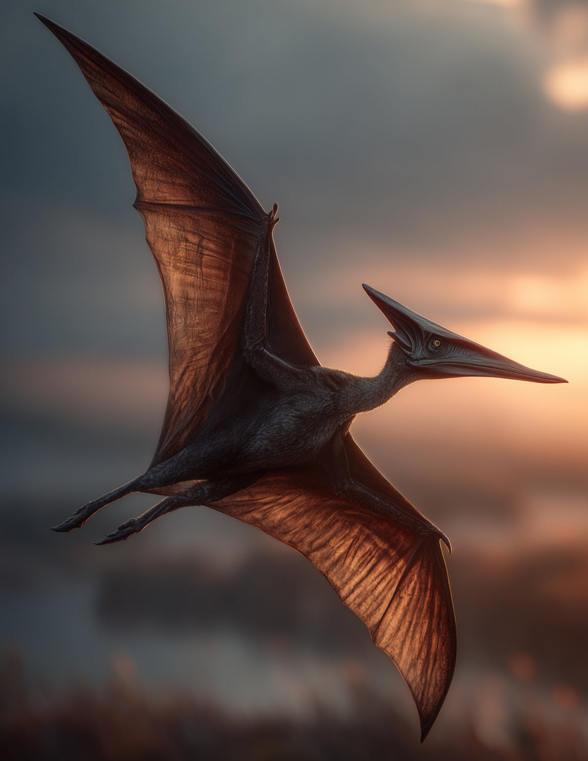 Pterodactyl — Realistic Art, Balanced Tones Digital Wall Art, 3 Sizes Included, Living Room Decor
