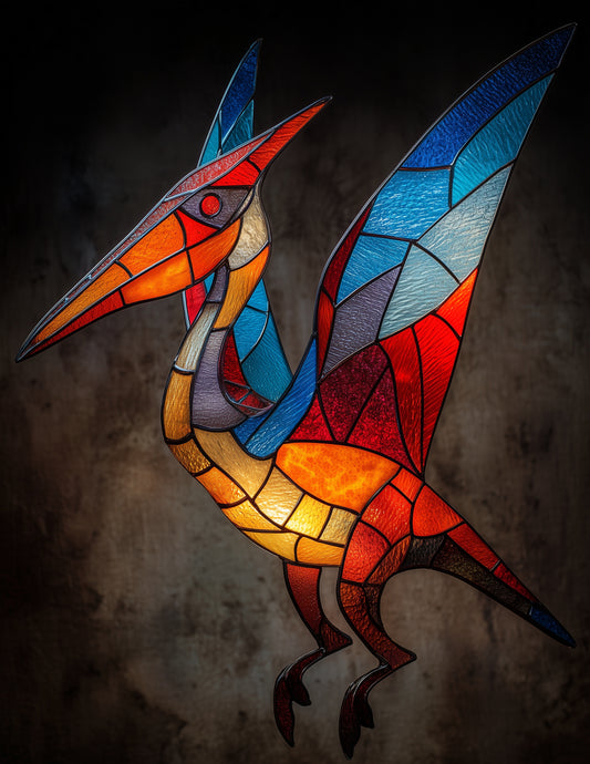 Pterodactyl — Stained Glass Art, Serene Tones Digital Wall Art, 3 Sizes Included, Living Room Decor