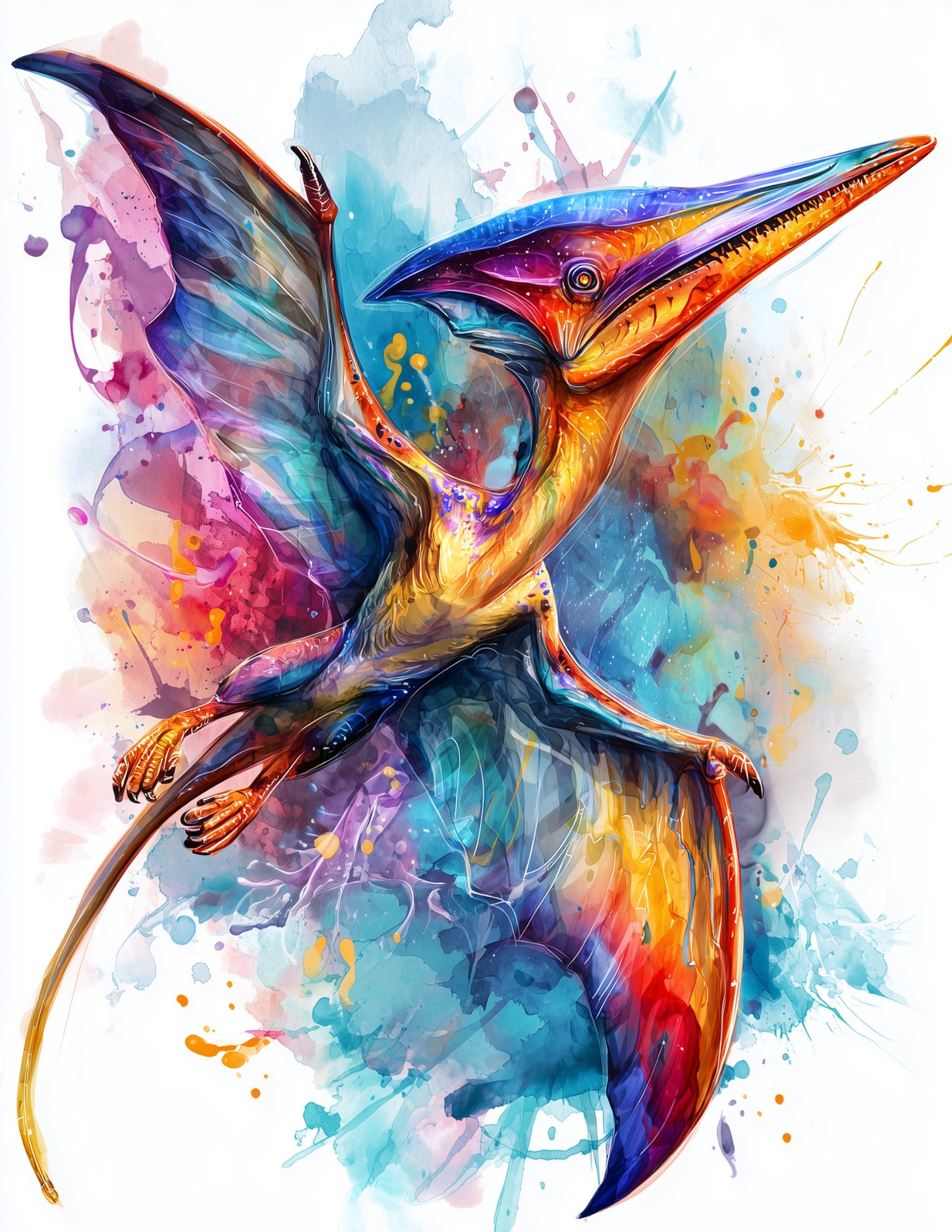 Pterodactyl — Watercolor Art, Serene Hues Digital Wall Art, 3 Sizes Included, Living Room Decor