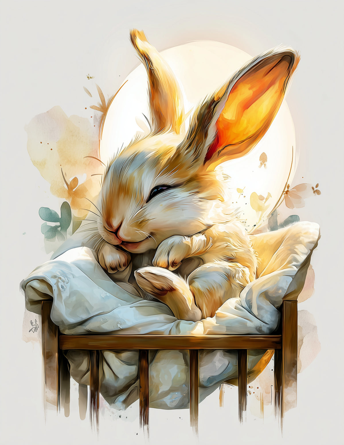 Bunny Rabbit — Nursery Art, Gentle Tones Digital Wall Art, 3 Sizes Included, Nursery Decor