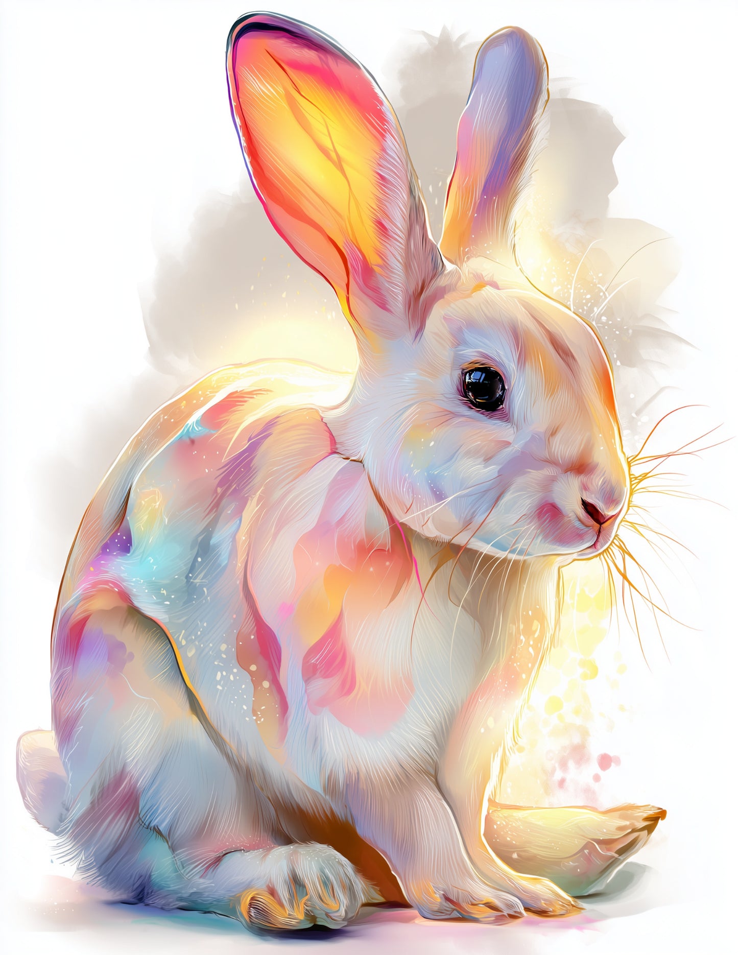 Rabbit — Nursery Art, Gentle Pastels Digital Wall Art, 3 Sizes Included, Nursery Decor