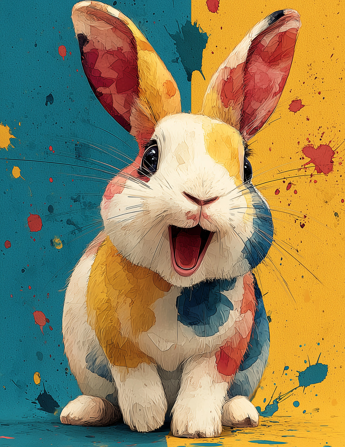 Bunny Rabbit — Nursery Art, Sunny Tones Digital Wall Art, 3 Sizes Included, Nursery Decor