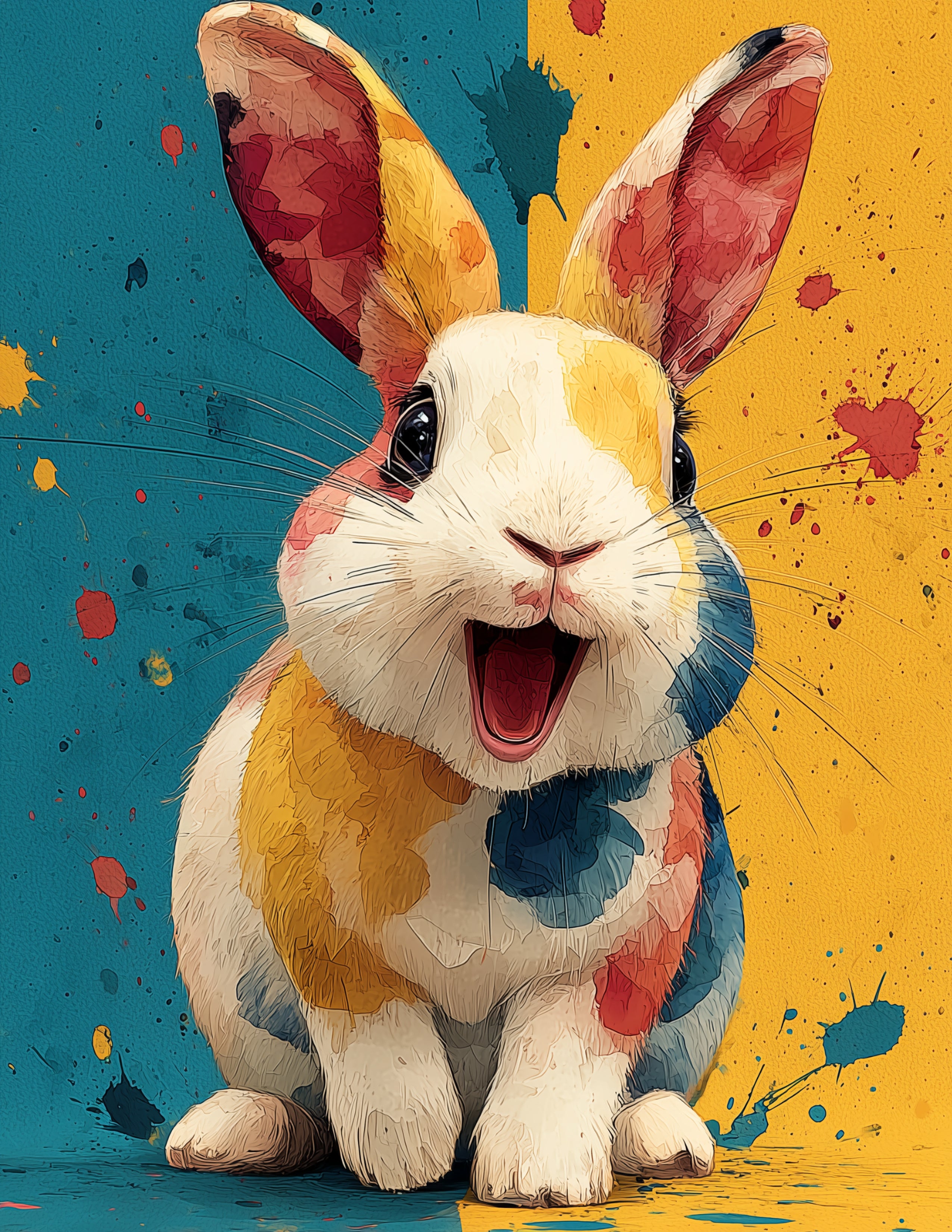 Bunny Rabbit — Nursery Art, Sunny Tones Digital Wall Art, 3 Sizes Included, Nursery Decor