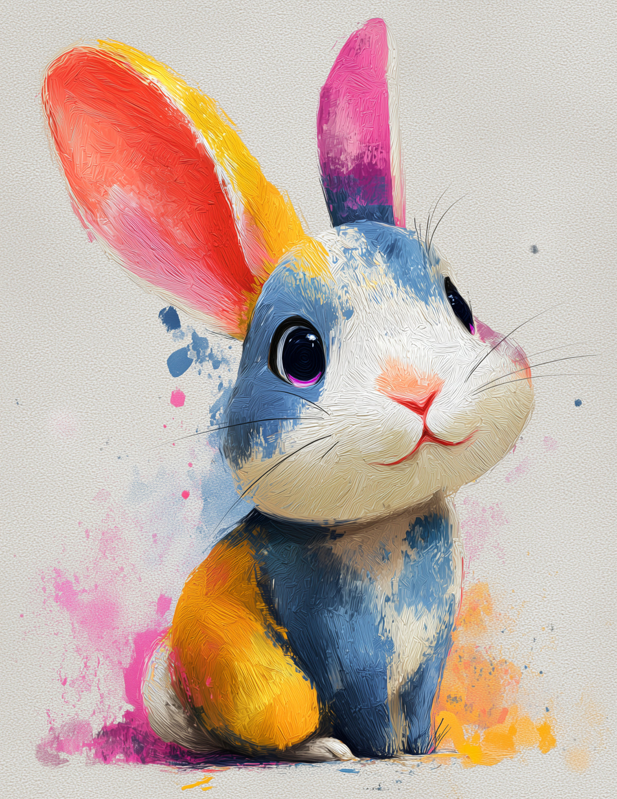 Bunny Rabbit — Nursery Art, Vibrant Hues Digital Wall Art, 3 Sizes Included, Nursery Decor
