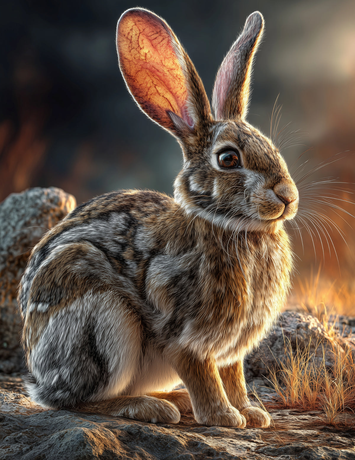 Bunny Rabbit — Realistic Art, Autumn Tones Digital Wall Art, 3 Sizes Included, Living Room Decor