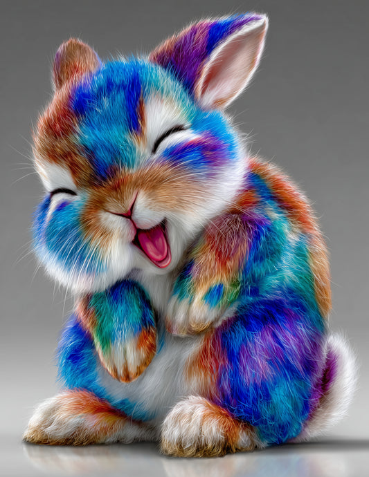 Rabbit — Nursery Art, Rainbow Tones Digital Wall Art, 3 Sizes Included, Living Room Decor