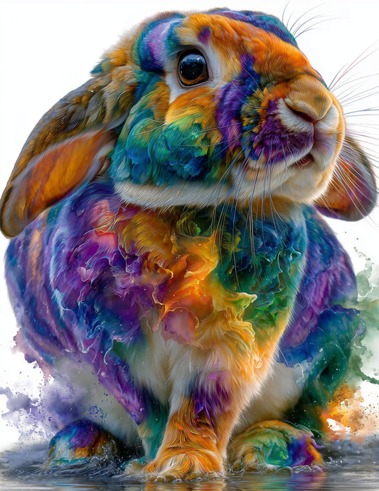 Rabbit — Watercolor Art, Amber Tones Digital Wall Art, 3 Sizes Included, Living Room Decor
