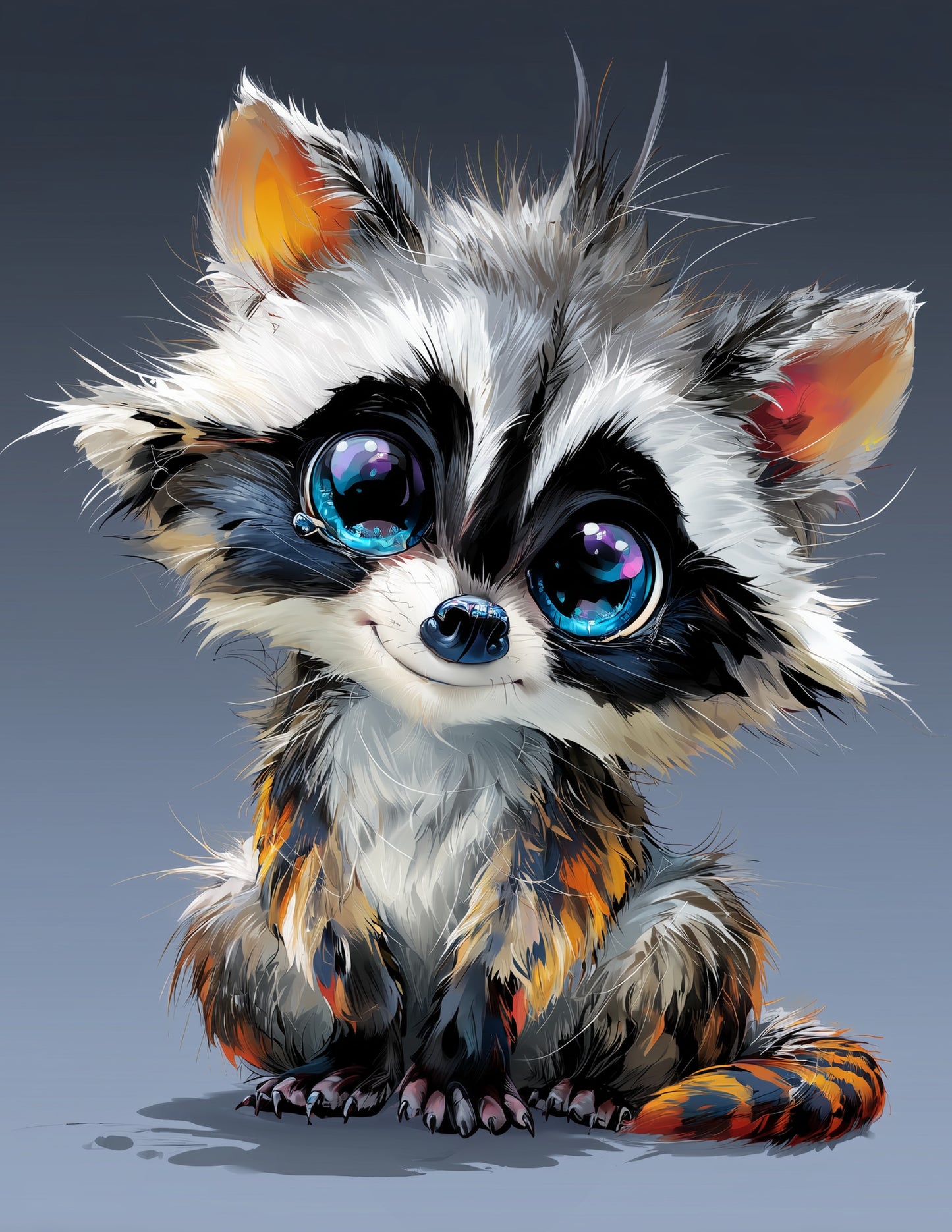 Raccoon — Cute Cartoon Art, Playful Detail Digital Wall Art, 3 Sizes Included, Nursery Decor