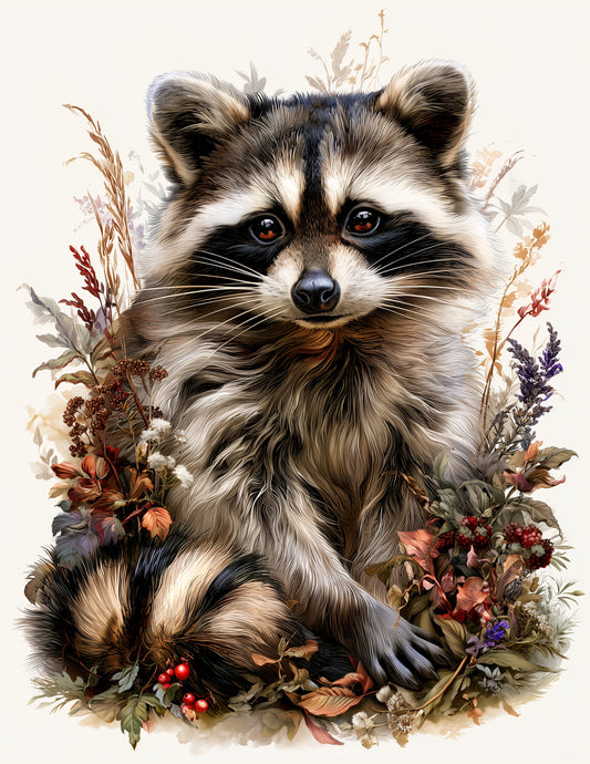 Raccoon — Naturalist Art, Soft Lighting Digital Wall Art, 3 Sizes Included, Living Room Decor