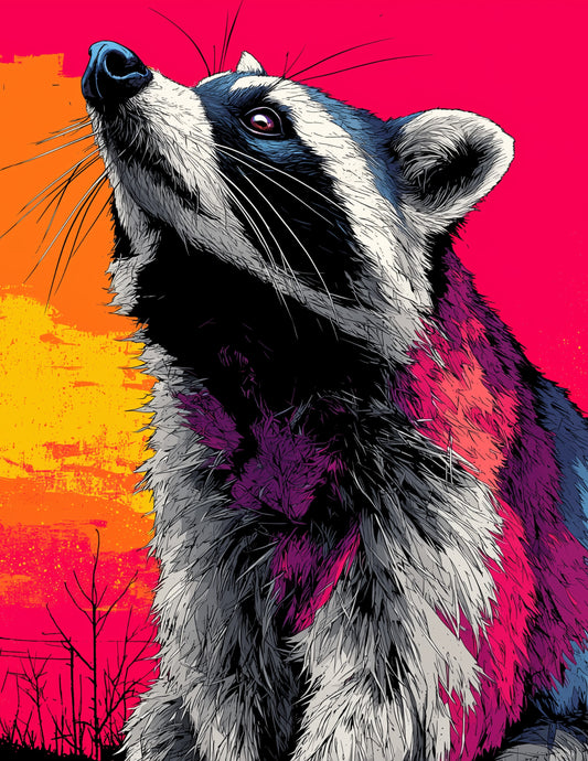 Raccoon — Pop Art, Bold Contrast Digital Wall Art, 3 Sizes Included, Living Room Decor