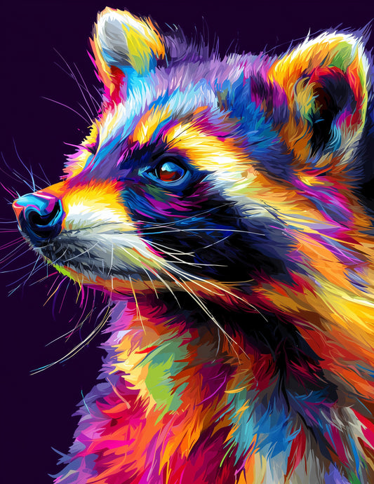 Raccoon — Pop Art, Dramatic Contrast Digital Wall Art, 3 Sizes Included, Living Room Decor