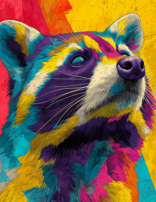 Raccoon — Pop Art, Playful Palette Digital Wall Art, 3 Sizes Included, Living Room Decor