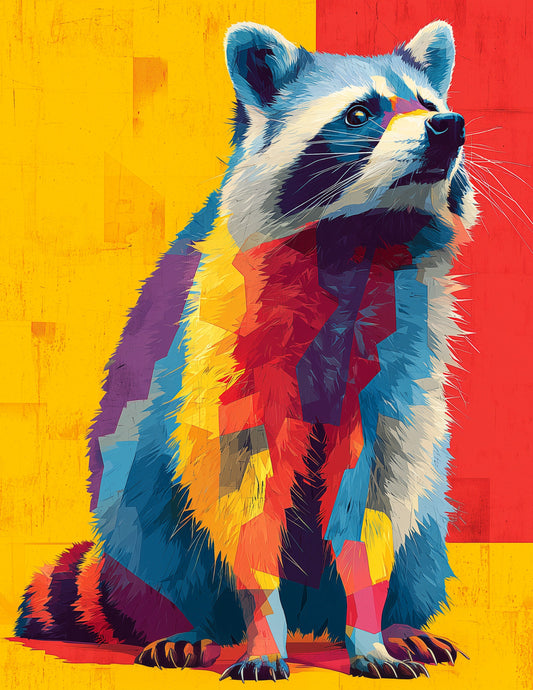 Raccoon — Pop Art, Sapphire Hues Digital Wall Art, 3 Sizes Included, Living Room Decor