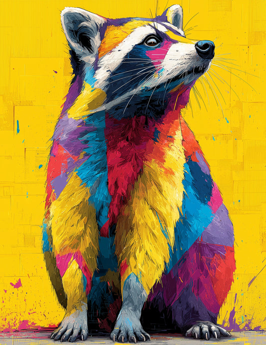 Raccoon — Pop Art, Vibrant Texture Digital Wall Art, 3 Sizes Included, Living Room Decor