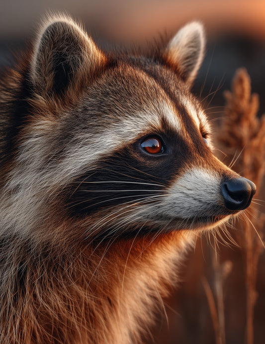 Raccoon — Realistic Art, Amber Detail Digital Wall Art, 3 Sizes Included, Living Room Decor