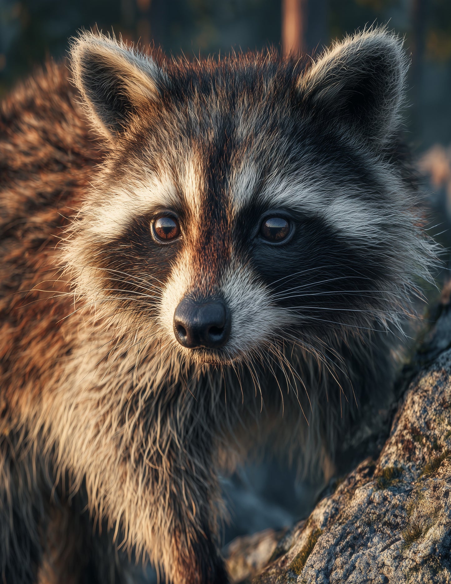 Raccoon — Realistic Art, Charcoal Contrast Digital Wall Art, 3 Sizes Included, Living Room Decor