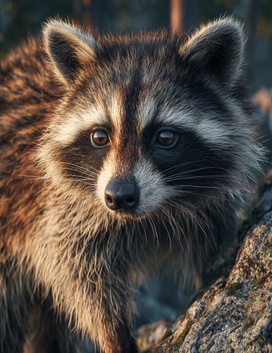 Raccoon — Realistic Art, Charcoal Contrast Digital Wall Art, 3 Sizes Included, Living Room Decor