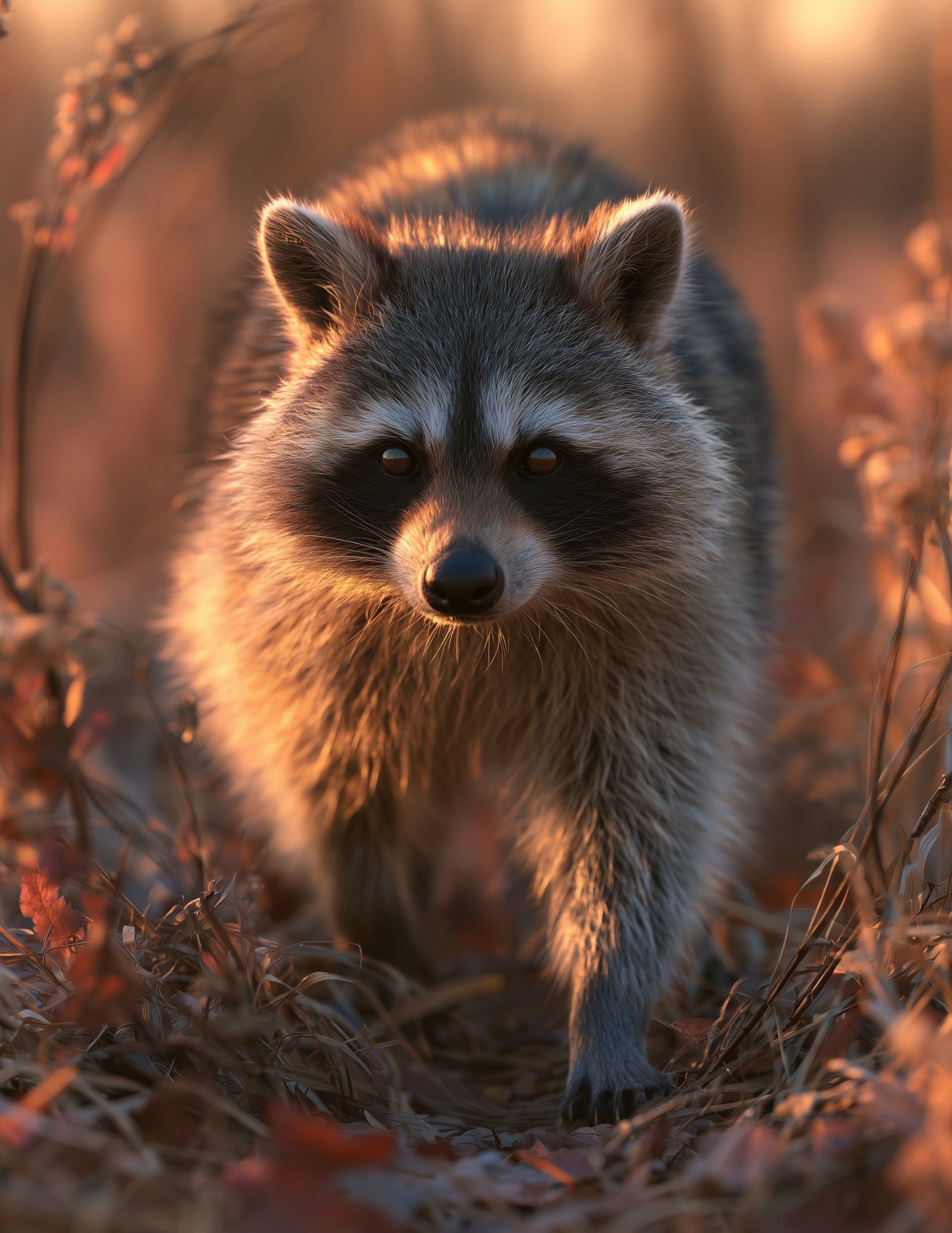 Raccoon — Realistic Art, Warm Lighting Digital Wall Art, 3 Sizes Included, Living Room Decor