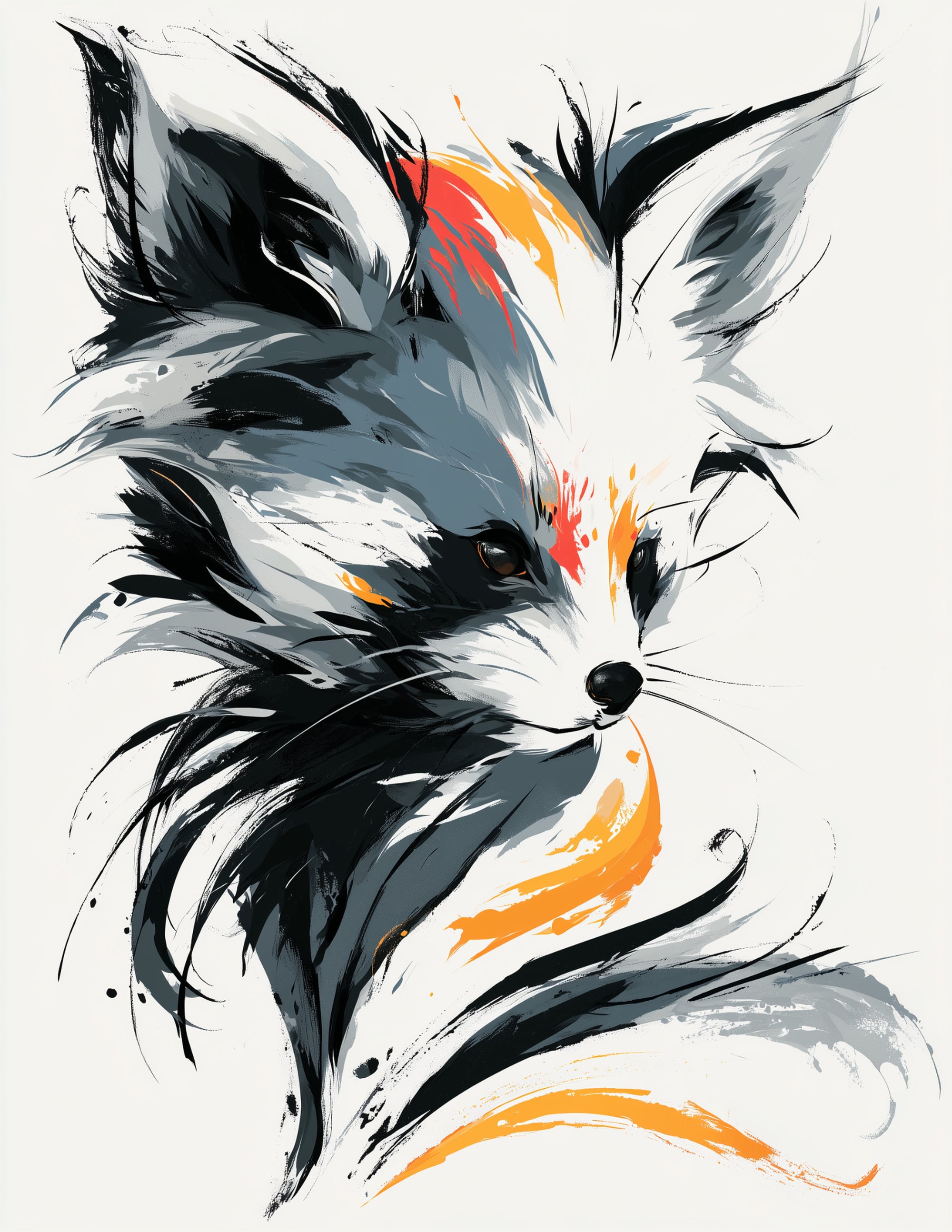 Red Panda — Inkflow Art, Monochrome Contrast Digital Wall Art, 3 Sizes Included, Living Room Decor