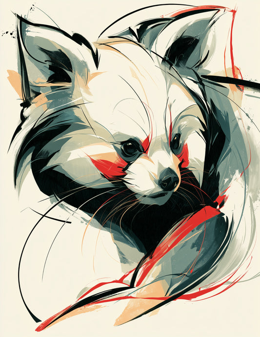 Red Panda — Inkflow Art, Muted Tones Digital Wall Art, 3 Sizes Included, Living Room Decor