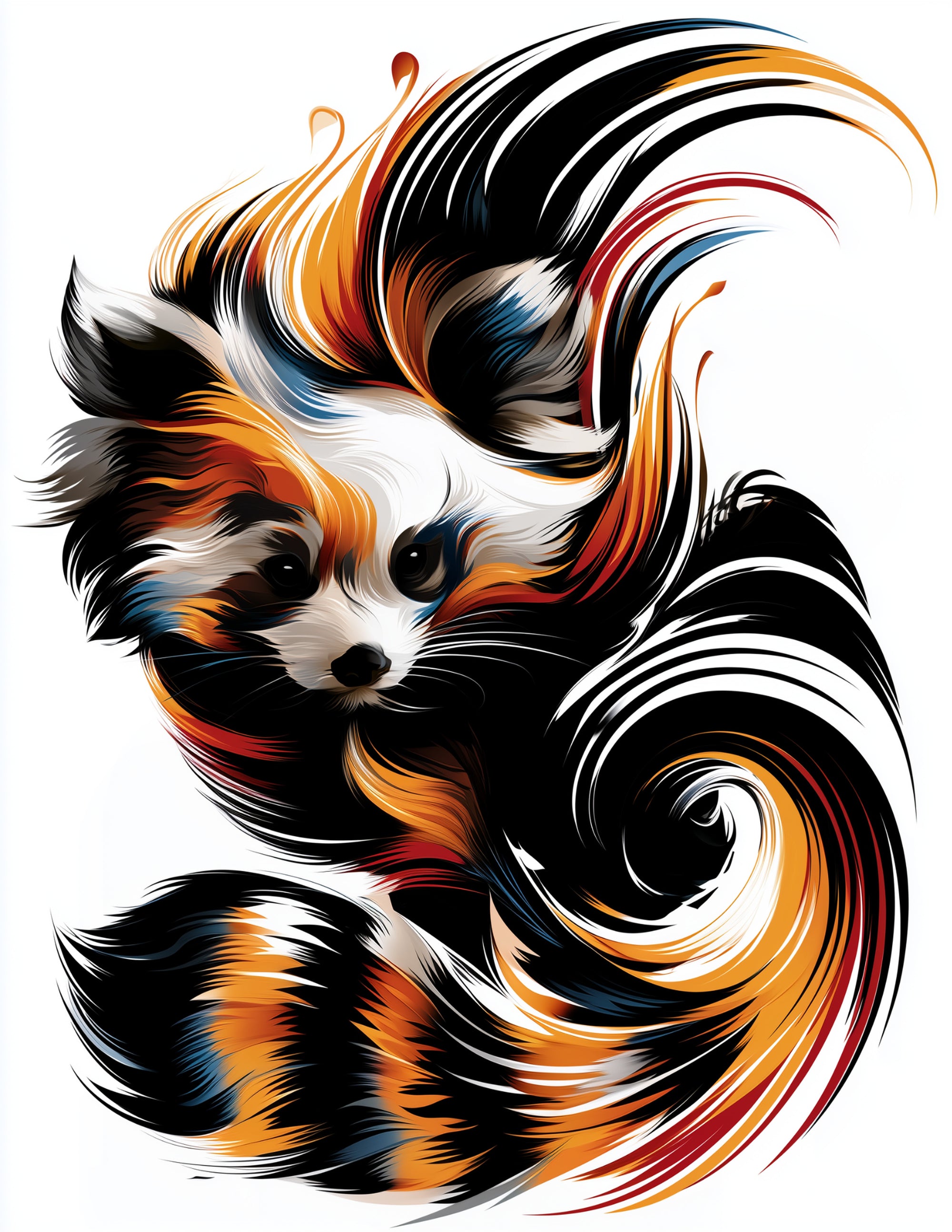 Red Panda — Inkflow Art, Vibrant Contrast Digital Wall Art, 3 Sizes Included, Living Room Decor