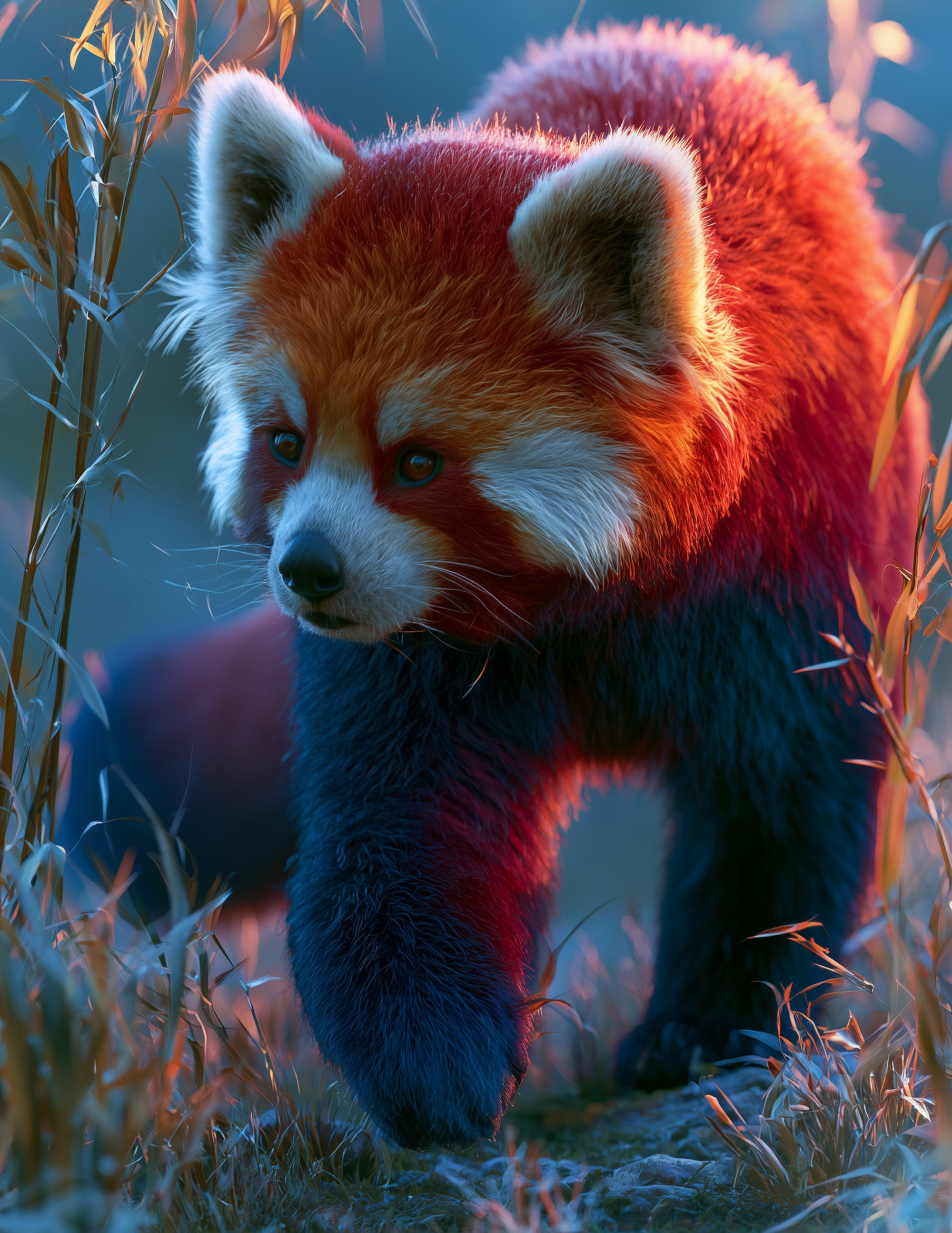 Red Panda — Realistic Art, Dramatic Lighting Digital Wall Art, 3 Sizes Included, Living Room Decor