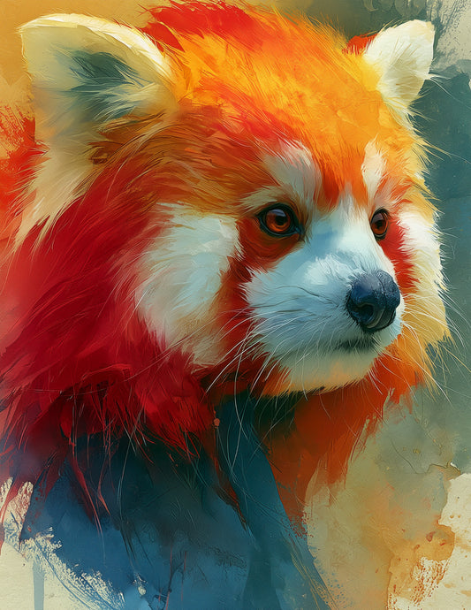 Red Panda — Watercolor Art, Bold Texture Digital Wall Art, 3 Sizes Included, Living Room Decor