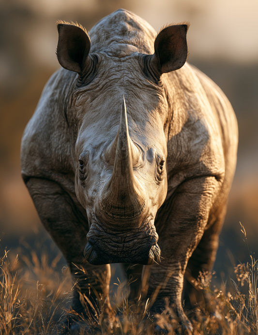 Rhinoceros — Realistic Art, Gold Highlights Digital Wall Art, 3 Sizes Included, Living Room Decor