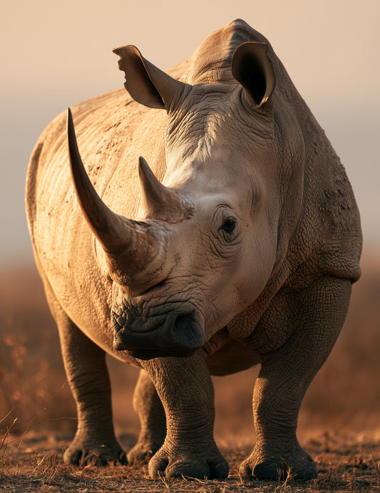 Rhinoceros — Realistic Art, Warm Lighting Digital Wall Art, 3 Sizes Included, Living Room Decor