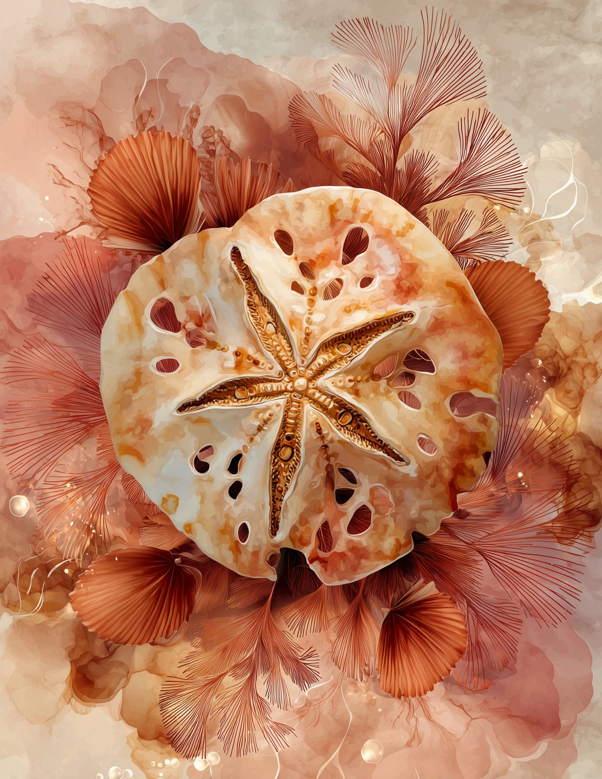 Sand Dollar — Boho Art, Animal Gift Digital Wall Art, 3 Sizes Included, Living Room Decor