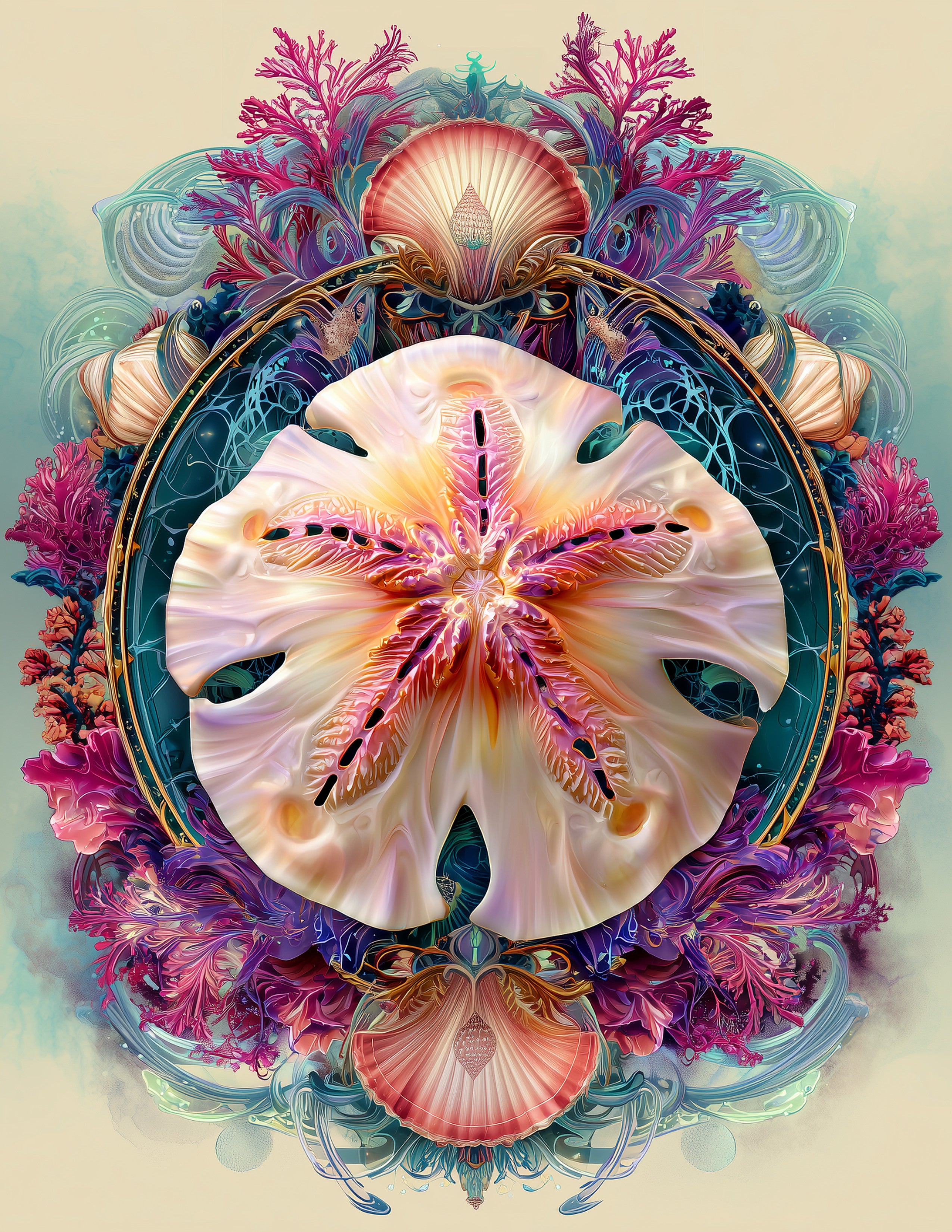 Sand Dollar — Boho Art, Calm Gradients Digital Wall Art, 3 Sizes Included, Living Room Decor
