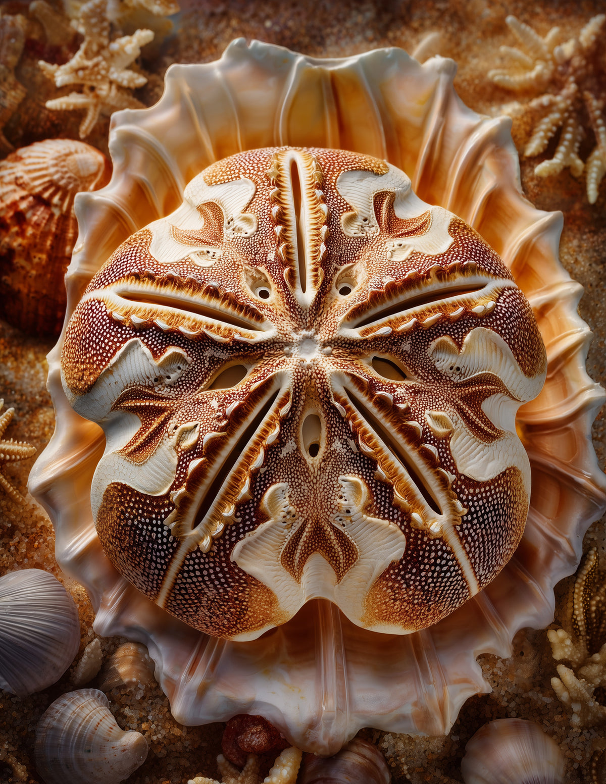 Sand Dollar — Boho Art, Forest Hues Digital Wall Art, 3 Sizes Included, Living Room Decor