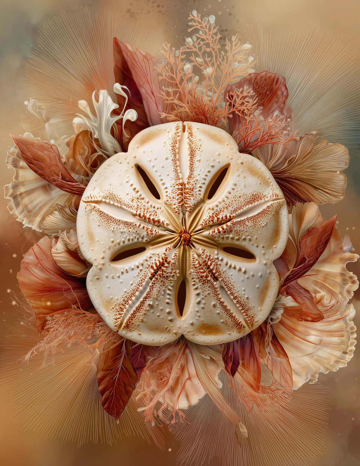 Sand Dollar — Boho Art, Nature Theme Digital Wall Art, 3 Sizes Included, Living Room Decor