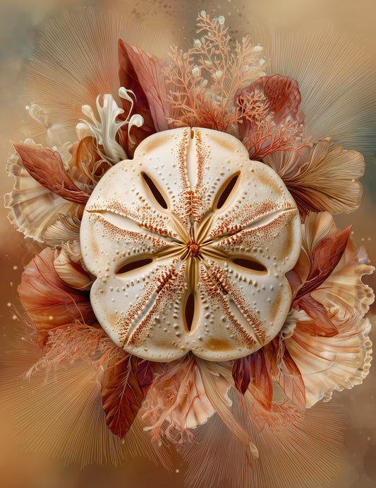 Sand Dollar — Boho Art, Nature Theme Digital Wall Art, 3 Sizes Included, Living Room Decor