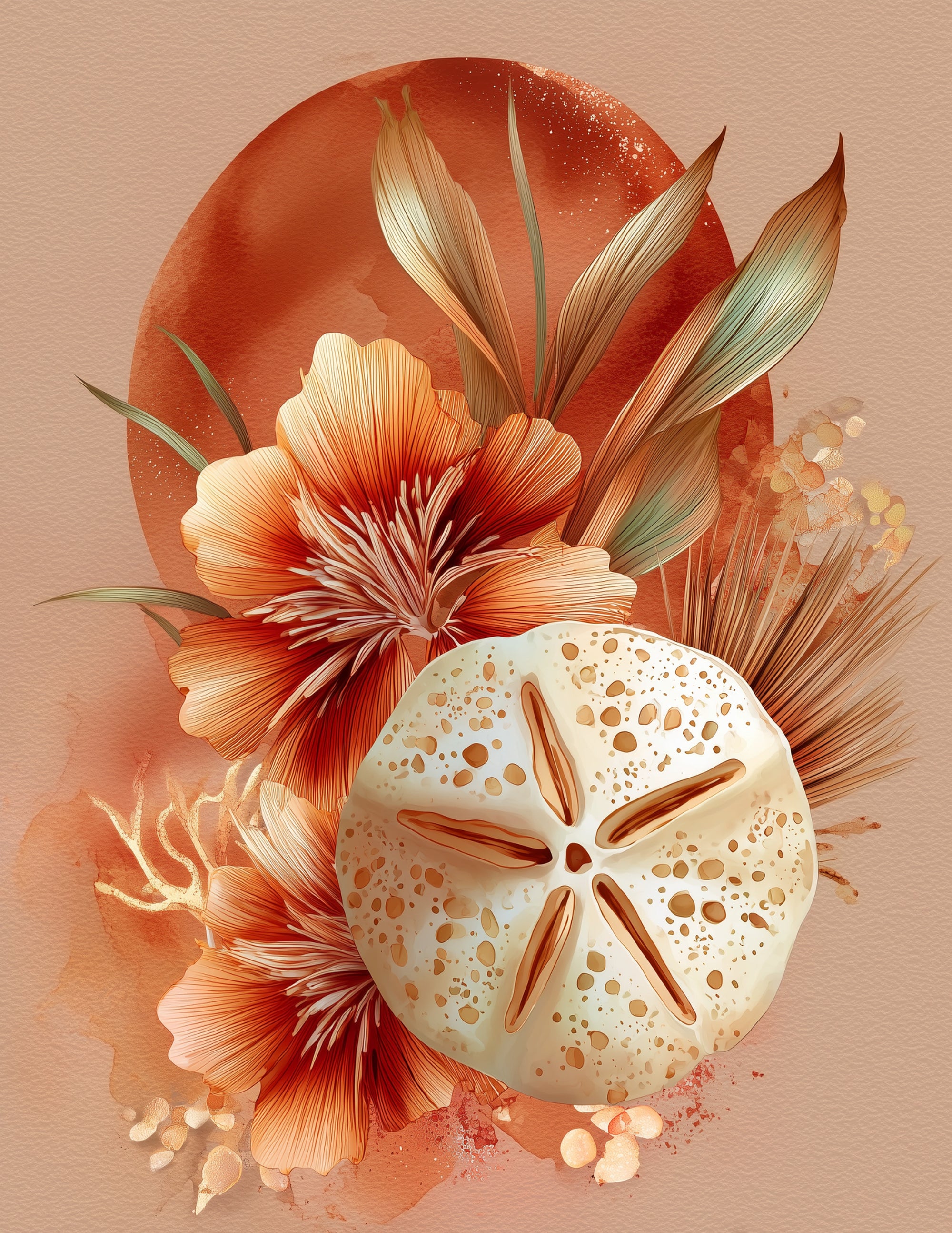 Sand Dollar — Boho Art, Playroom Decor Digital Wall Art, 3 Sizes Included, Nursery Decor