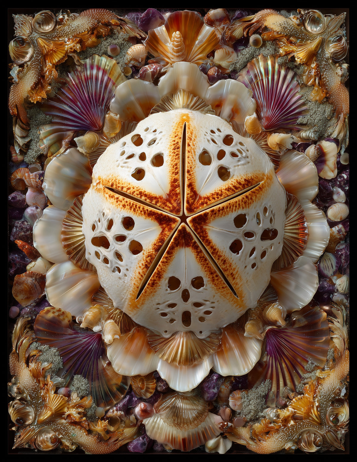Sand Dollar — Boho Art, Vibrant Palette Digital Wall Art, 3 Sizes Included, Living Room Decor