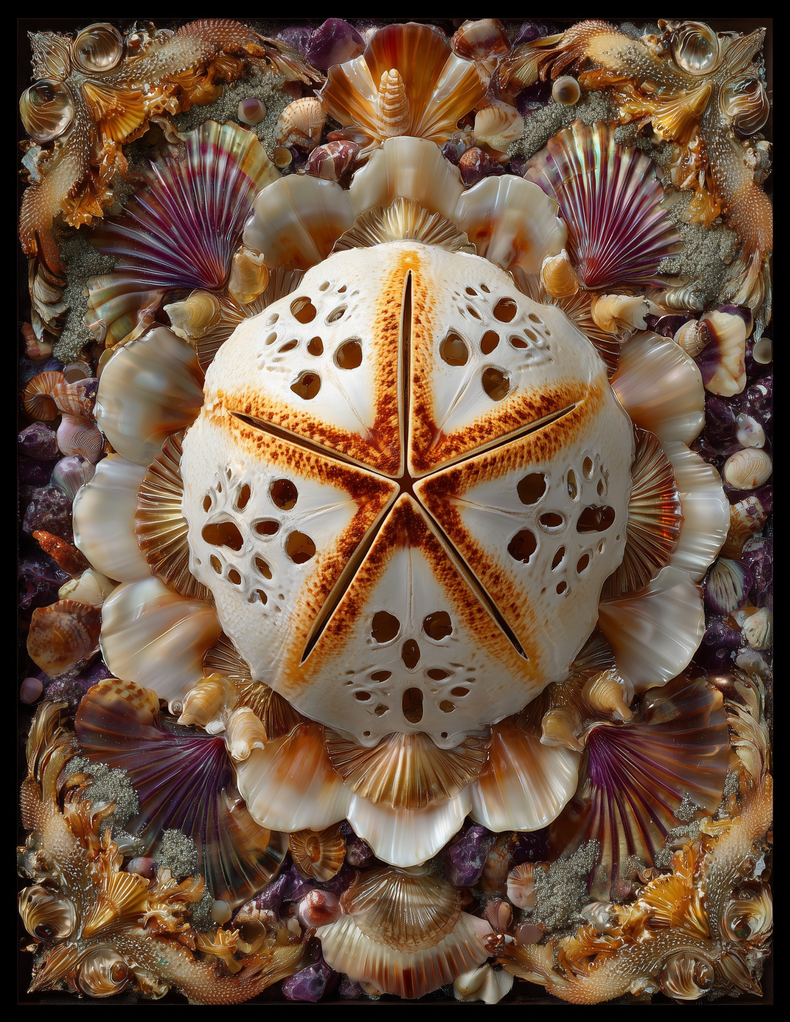 Sand Dollar — Boho Art, Vibrant Palette Digital Wall Art, 3 Sizes Included, Living Room Decor
