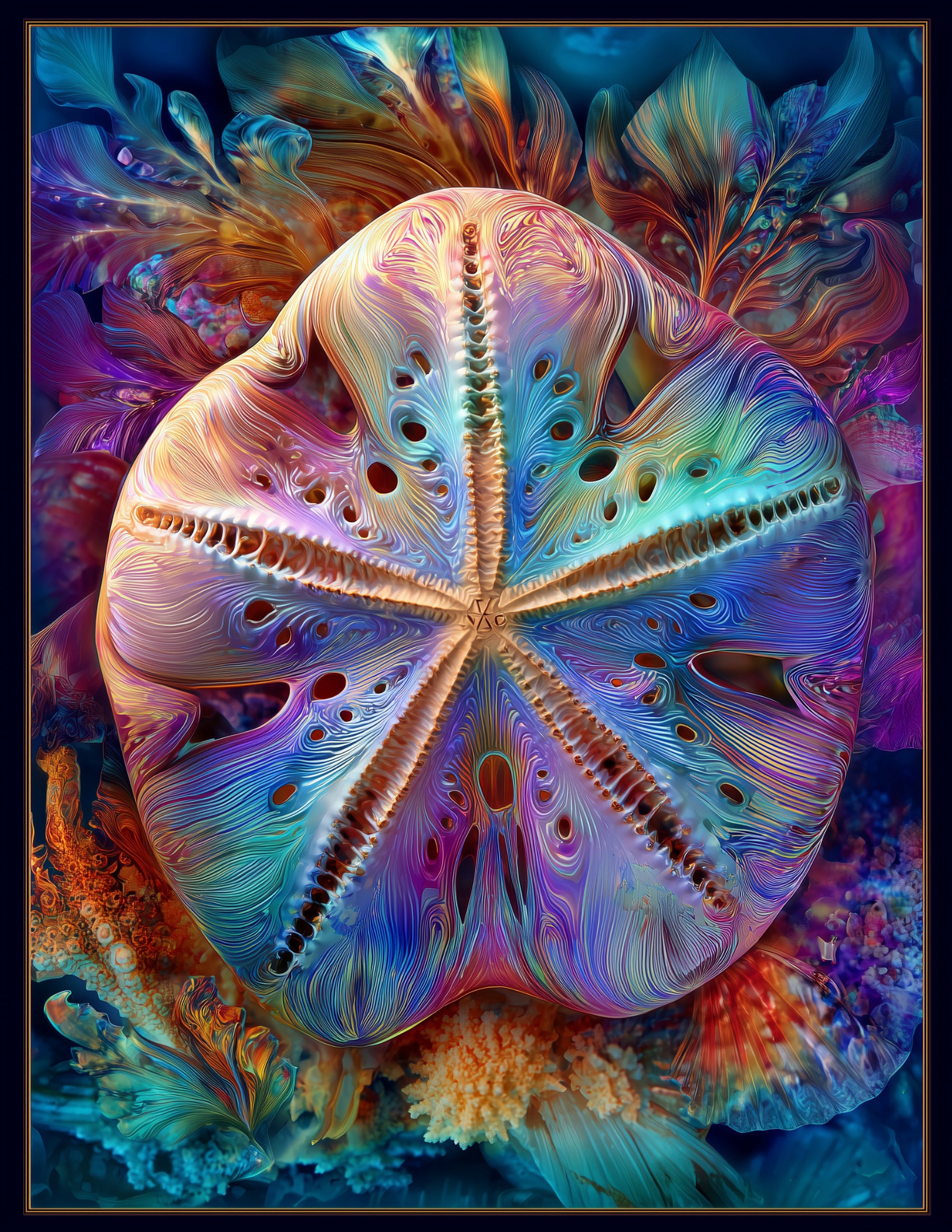 Sand Dollar — Psychedelic Art, Calming Art Digital Wall Art, 3 Sizes Included, Living Room Decor