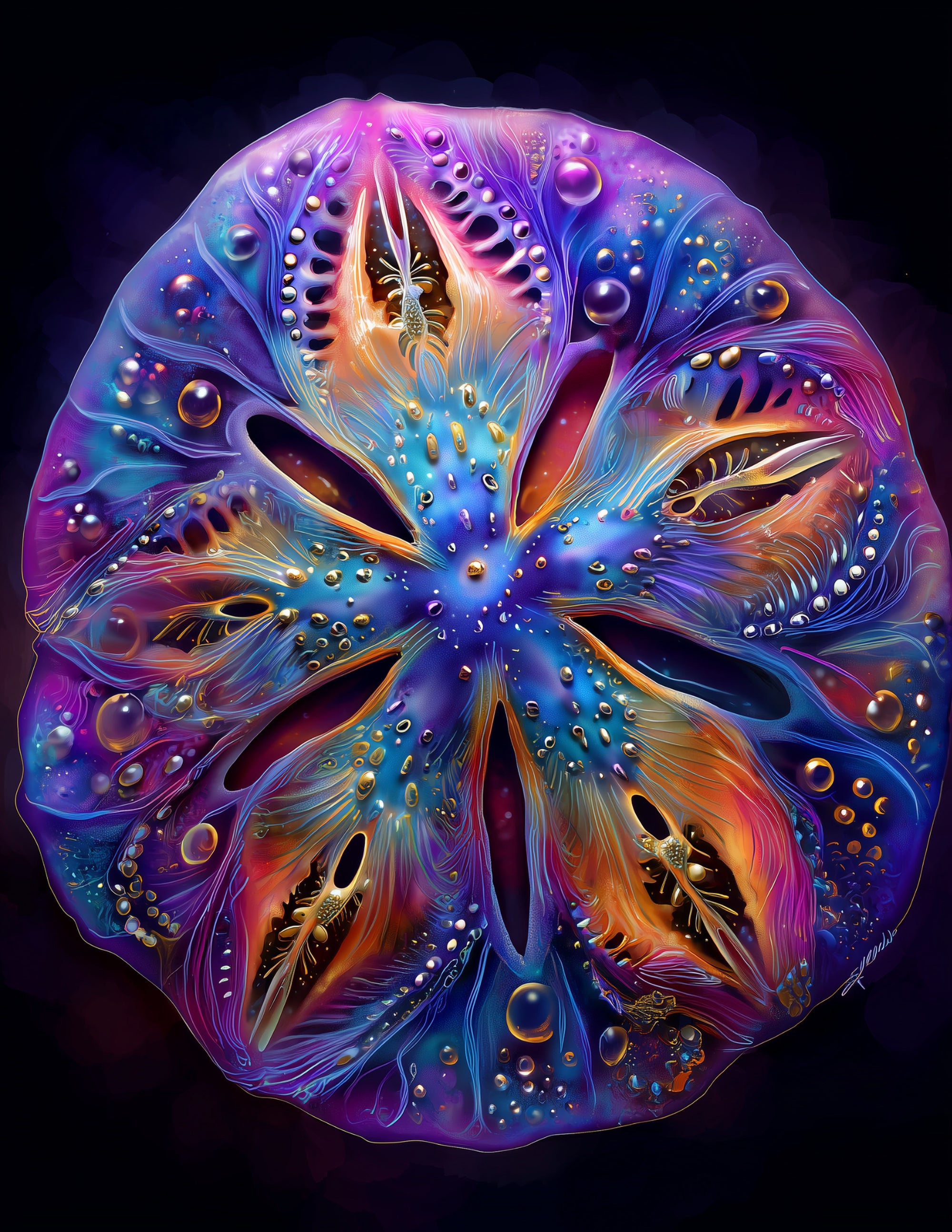 Sand Dollar — Psychedelic Art, Sunset Tones Digital Wall Art, 3 Sizes Included, Living Room Decor