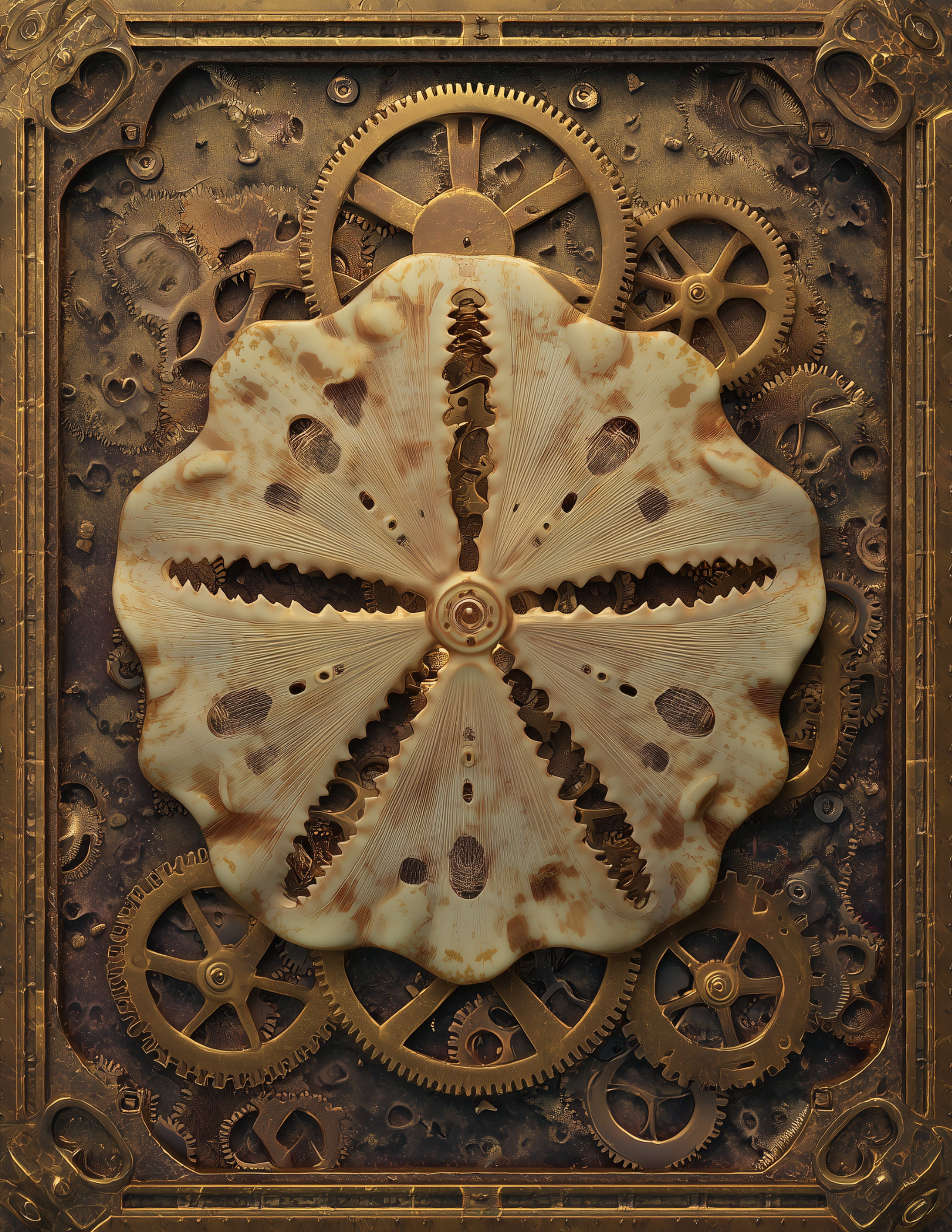 Sand Dollar — Steampunk Art, Calm Gradients Digital Wall Art, 3 Sizes Included, Living Room Decor