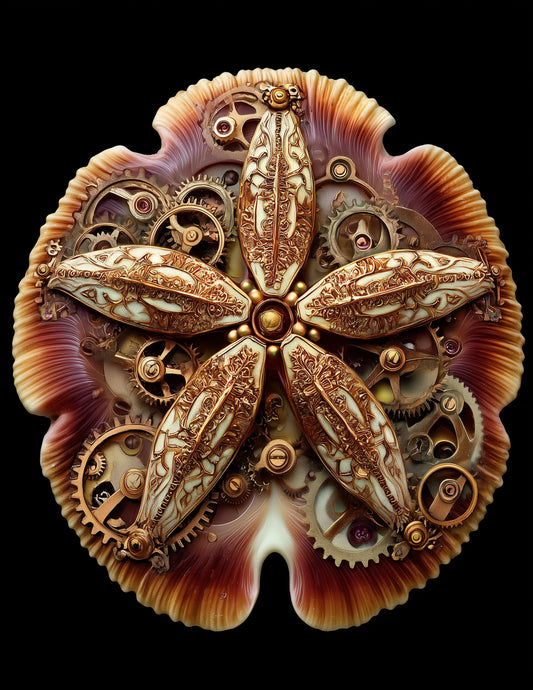 Sand Dollar — Steampunk Art, Calming Art Digital Wall Art, 3 Sizes Included, Living Room Decor