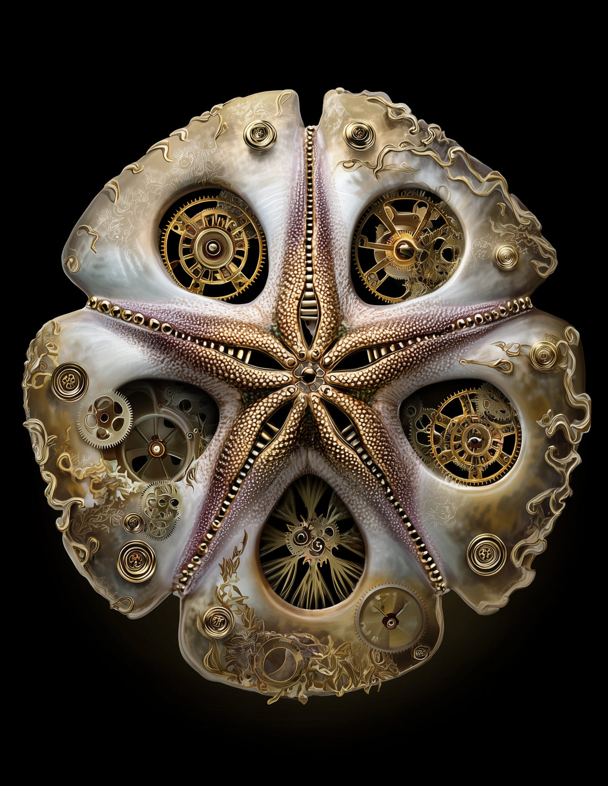 Sand Dollar — Steampunk Art, Soft Pastels Digital Wall Art, 3 Sizes Included, Living Room Decor