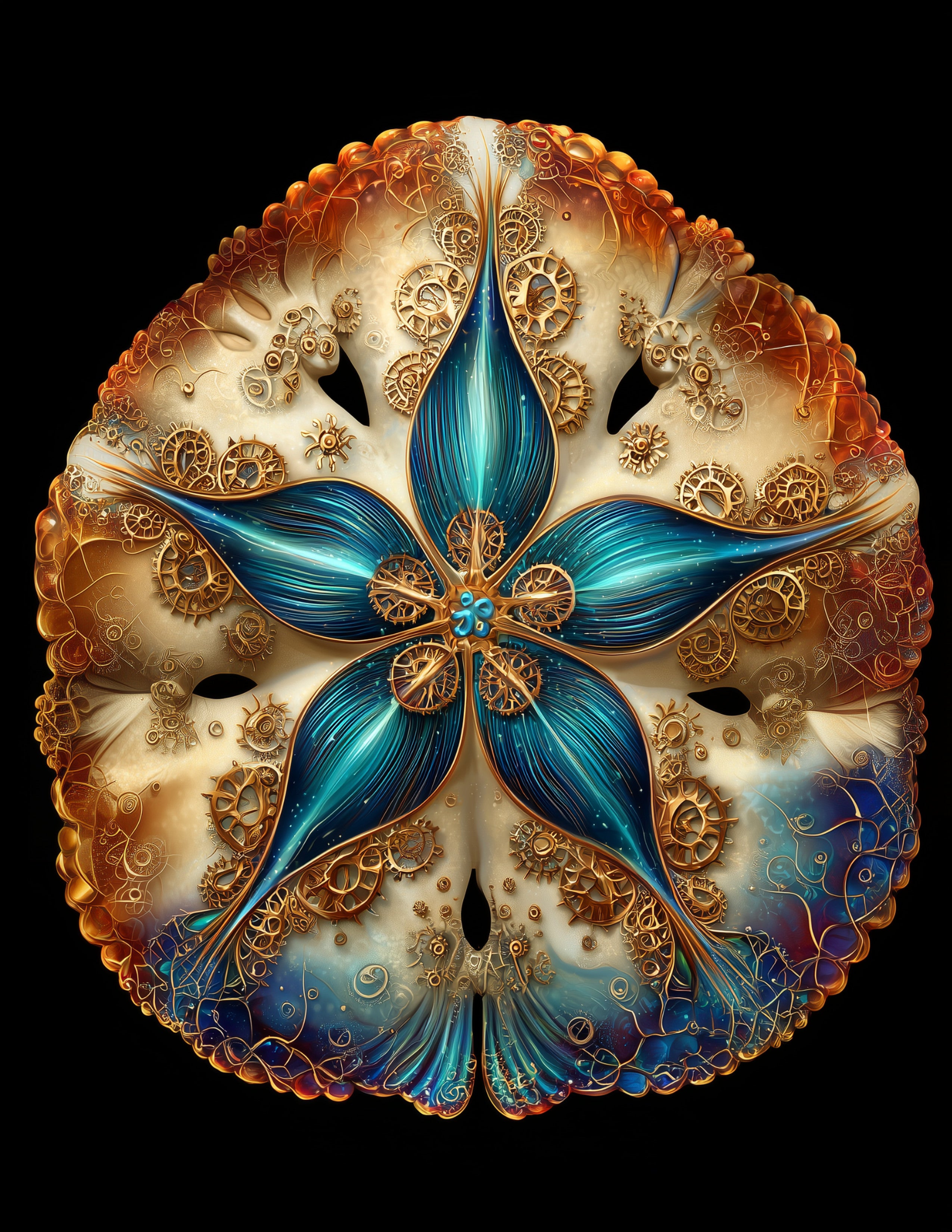 Sand Dollar — Steampunk Art, Sunset Tones Digital Wall Art, 3 Sizes Included, Living Room Decor