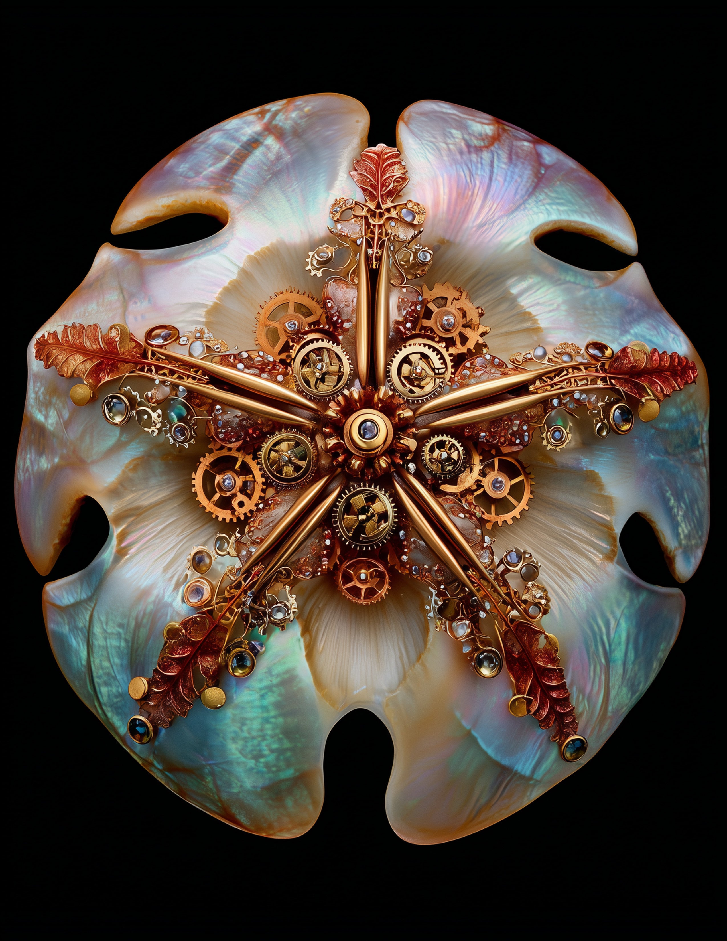 Sand Dollar — Steampunk Art, Vibrant Palette Digital Wall Art, 3 Sizes Included, Living Room Decor