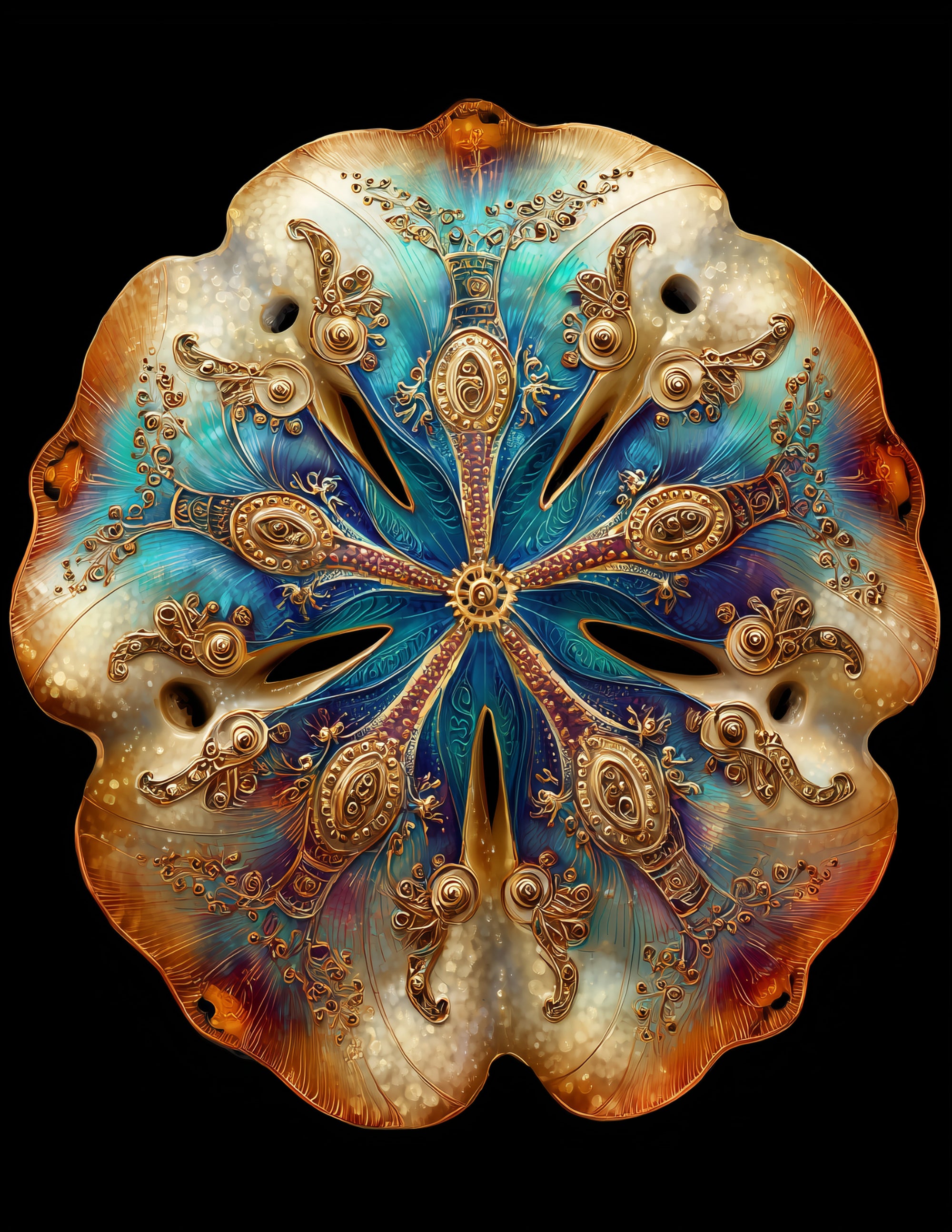 Sand Dollar — Steampunk Art, Whimsical Style Digital Wall Art, 3 Sizes Included, Living Room Decor