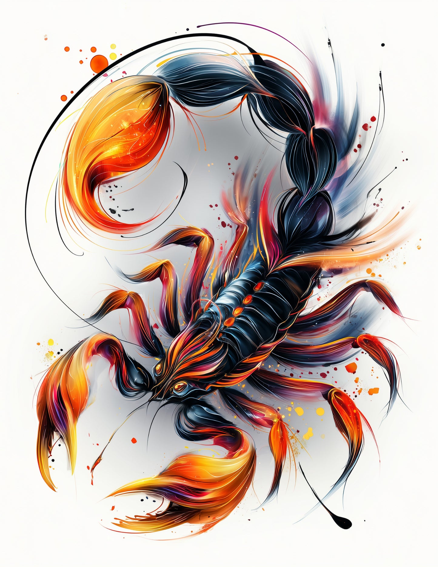 Scorpion — Inkflow Art, Dramatic Highlights Digital Wall Art, 3 Sizes Included, Living Room Decor