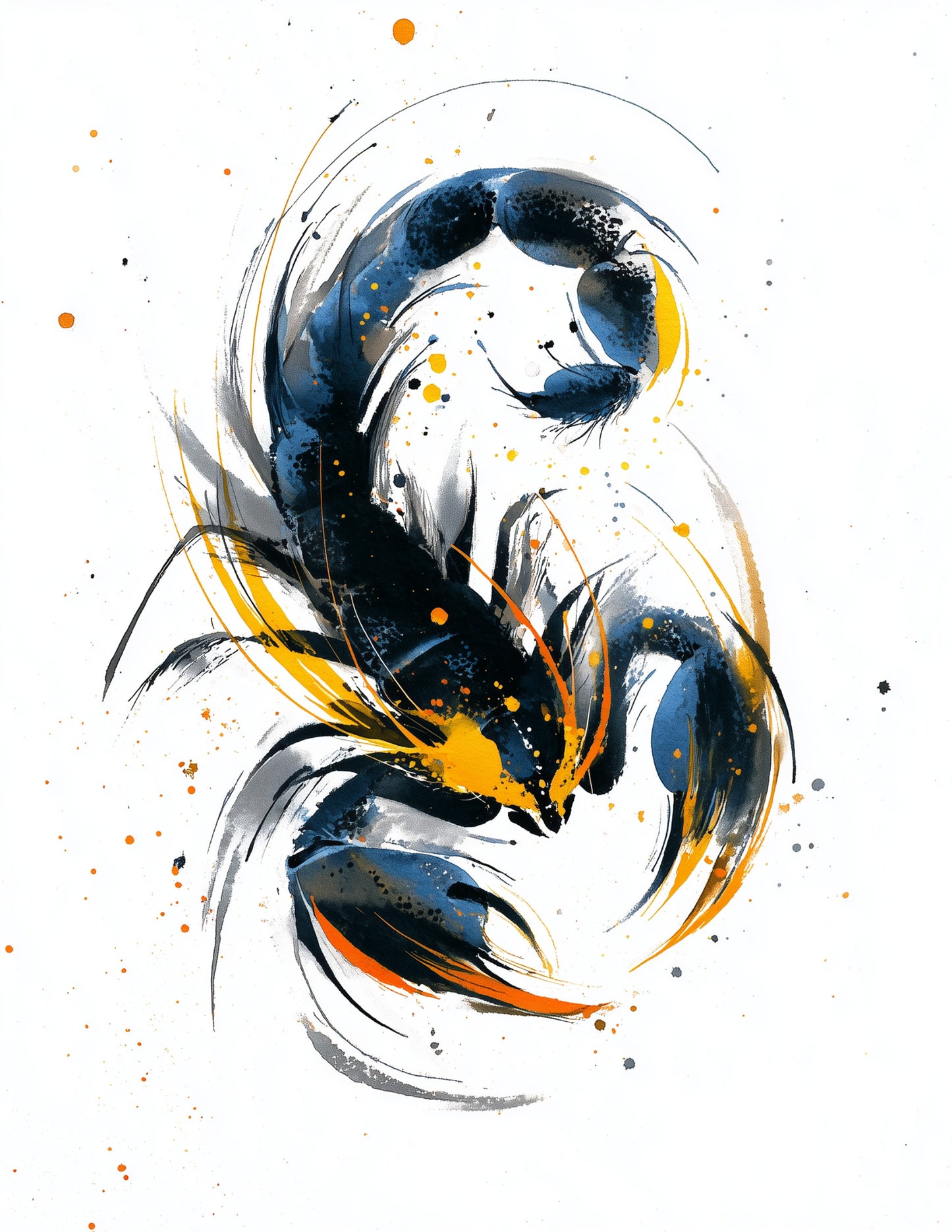 Scorpion — Inkflow Art, Sapphire Tones Digital Wall Art, 3 Sizes Included, Living Room Decor