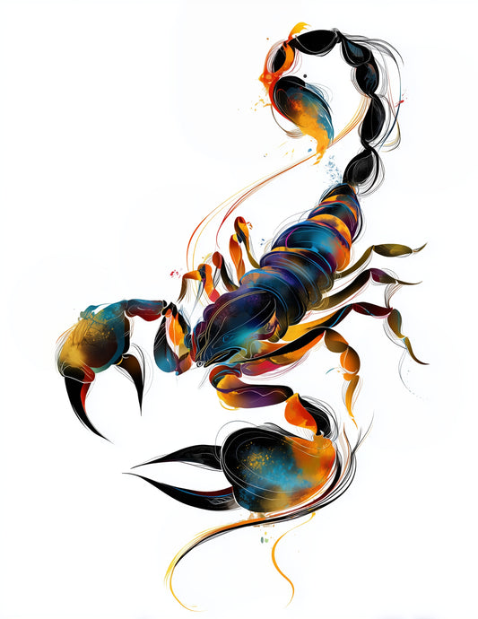 Scorpion — Inkflow Art, Vibrant Hues Digital Wall Art, 3 Sizes Included, Living Room Decor