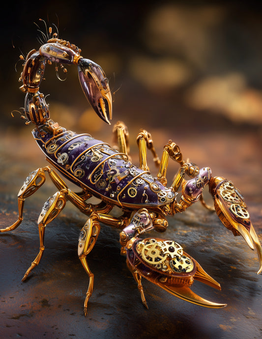 Scorpion — Steampunk Art, Bronze Texture Digital Wall Art, 3 Sizes Included, Living Room Decor