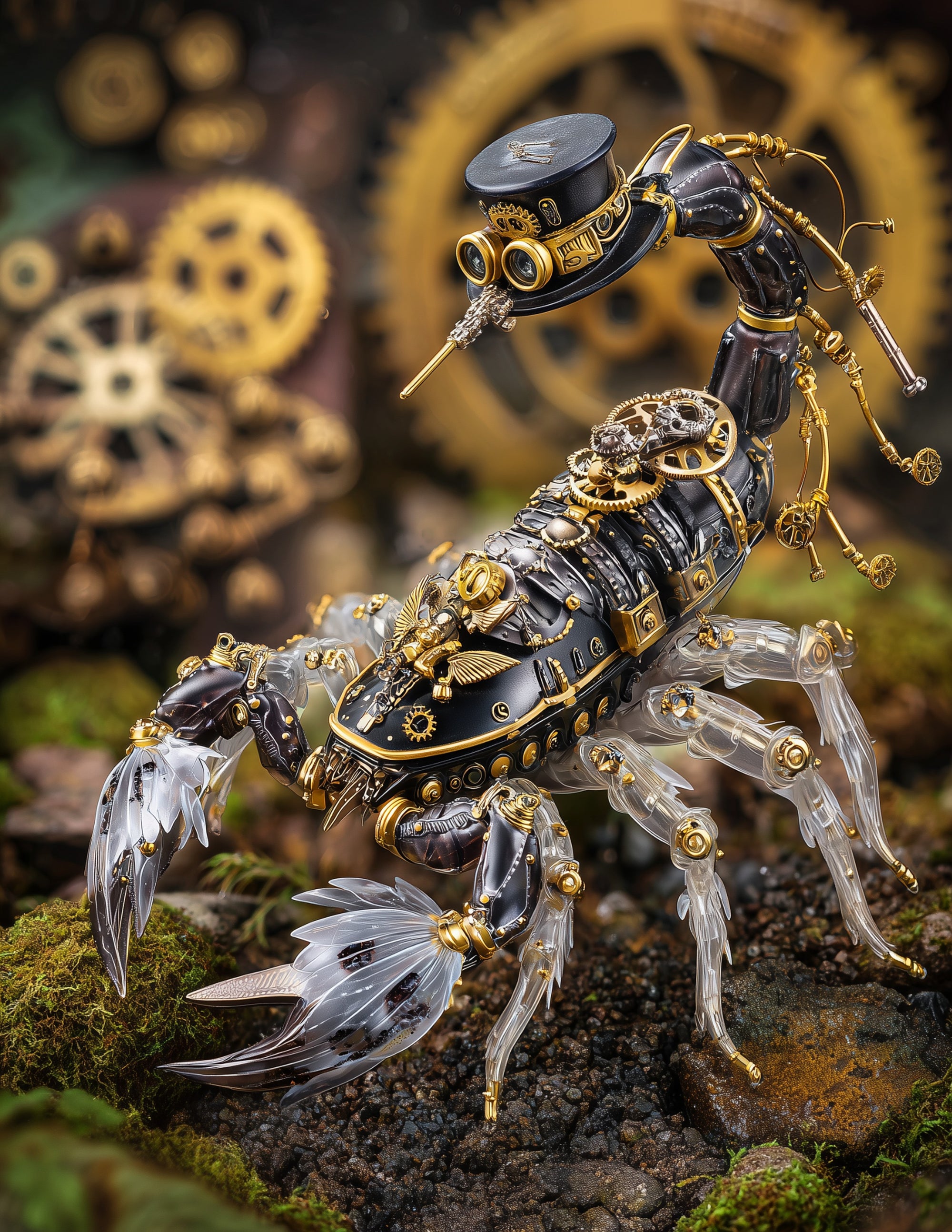 Scorpion — Steampunk Art, Charcoal Contrast Digital Wall Art, 3 Sizes Included, Living Room Decor